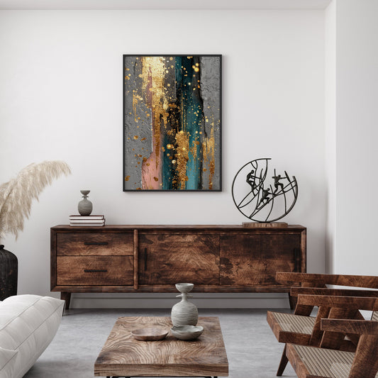 Gilded Harbour Lights wall art print interior mockup