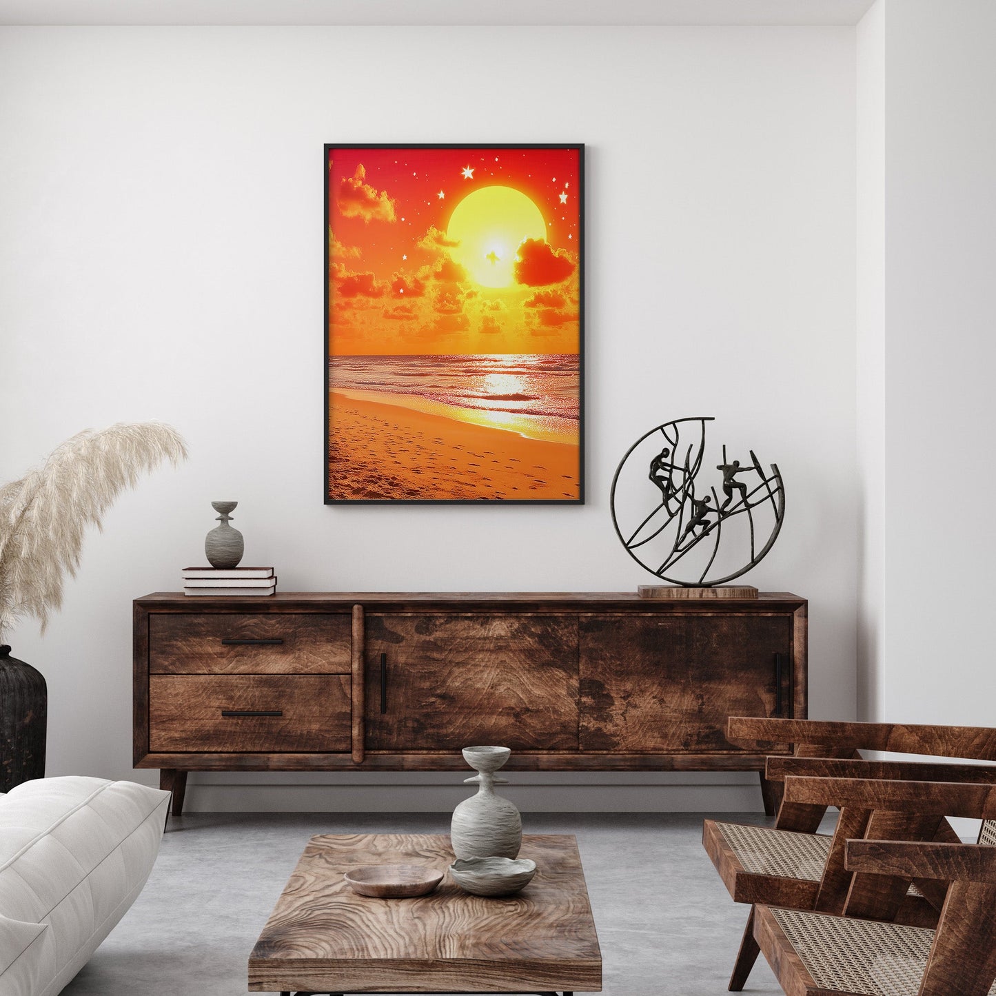 Sunset Beach Glow wall art print interior mockup