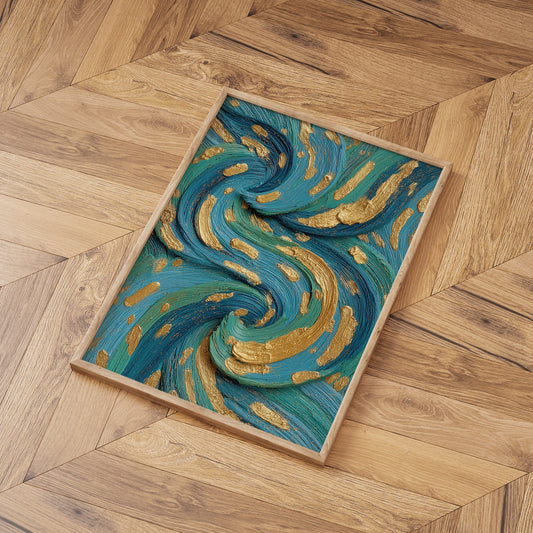 Golden Current wall art print interior mockup