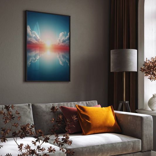 Radiant Ocean Light wall art print interior mockup