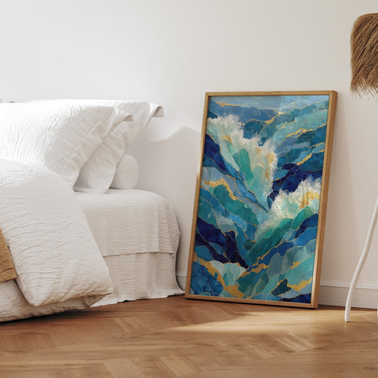 Sapphire Current coastal seascape wall art print interior mockup