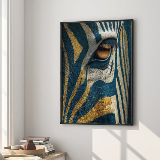 Sapphire Zebra Close-Up wall art print interior mockup