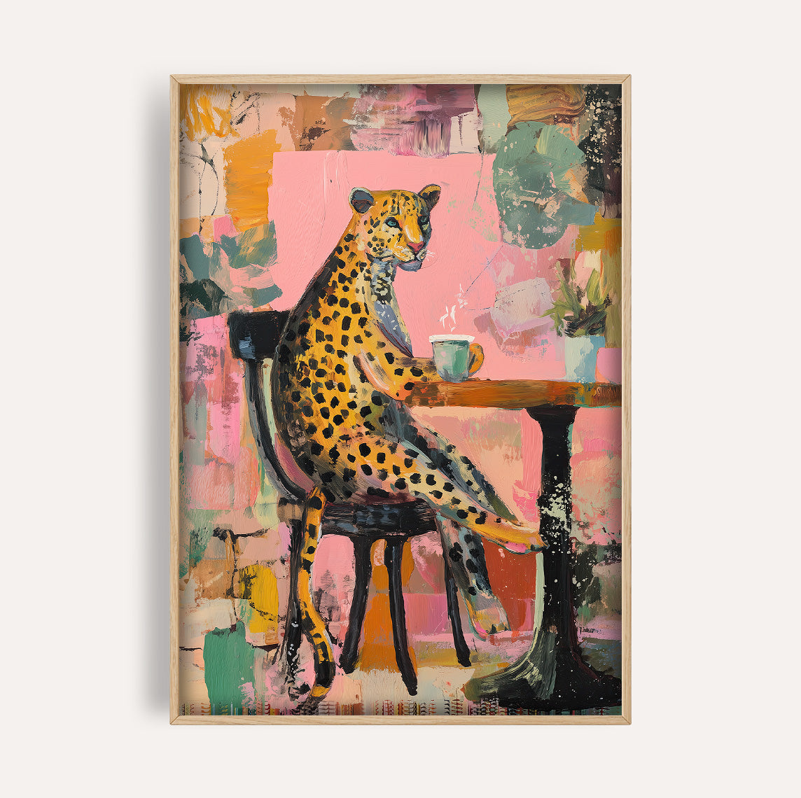 Leopard Sitting In Coffee Shop
