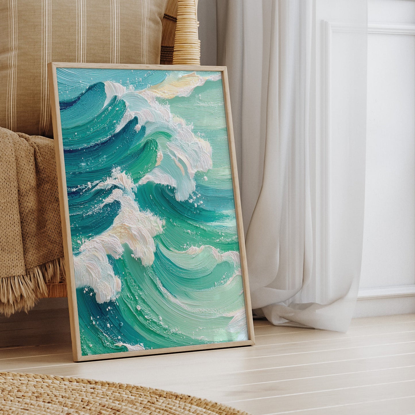 Emerald Tide wall art print interior mockup