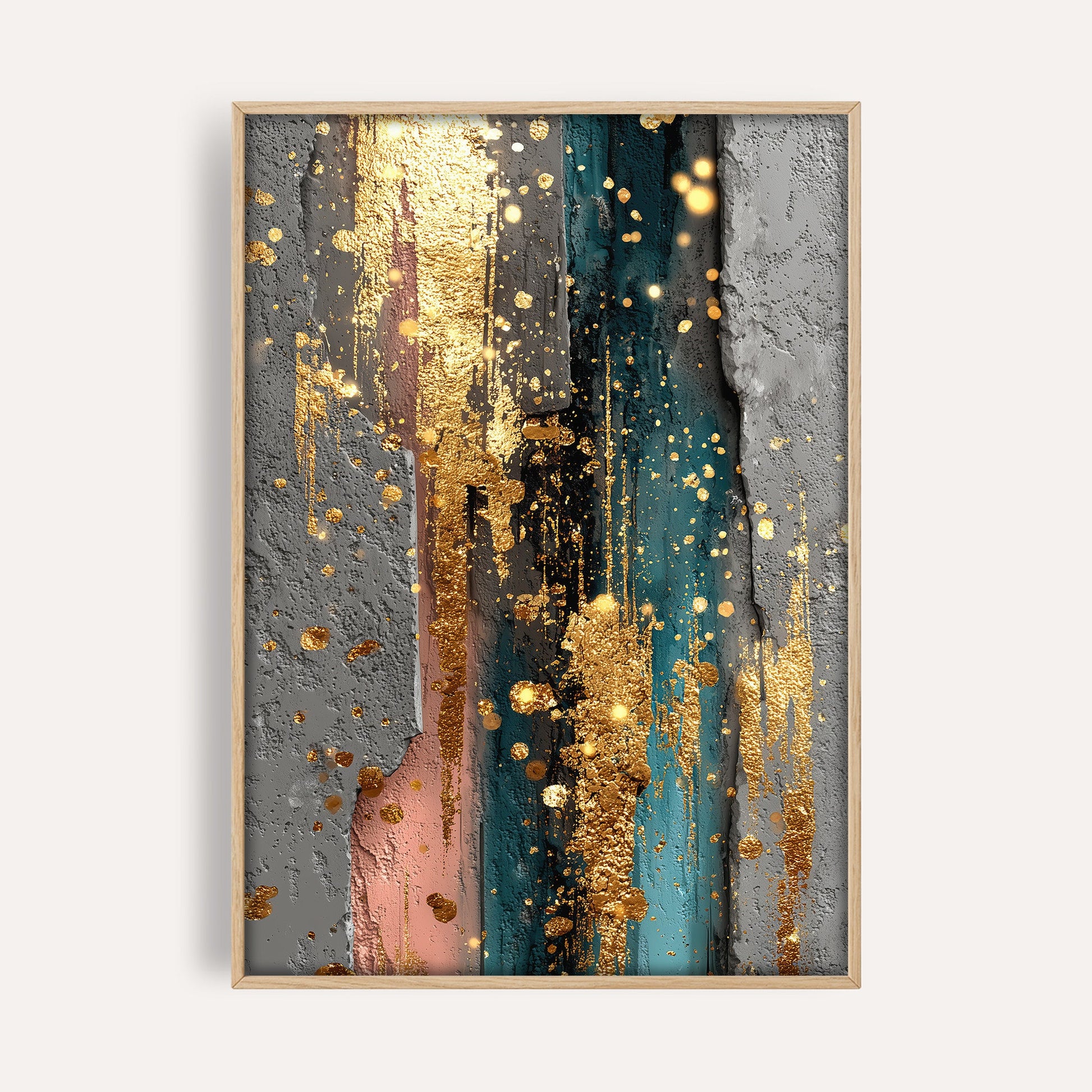 Gilded Harbour Lights wall art print front-facing mockup