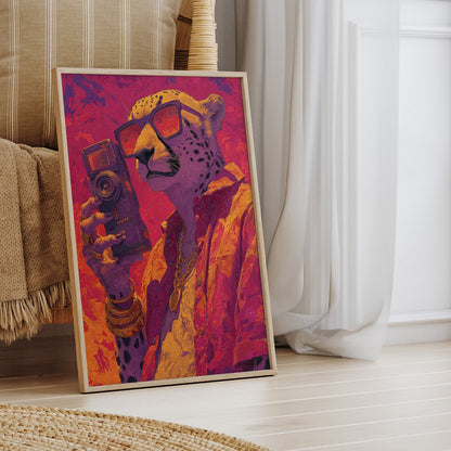 Retro Cheetah animal wall art print interior mockup