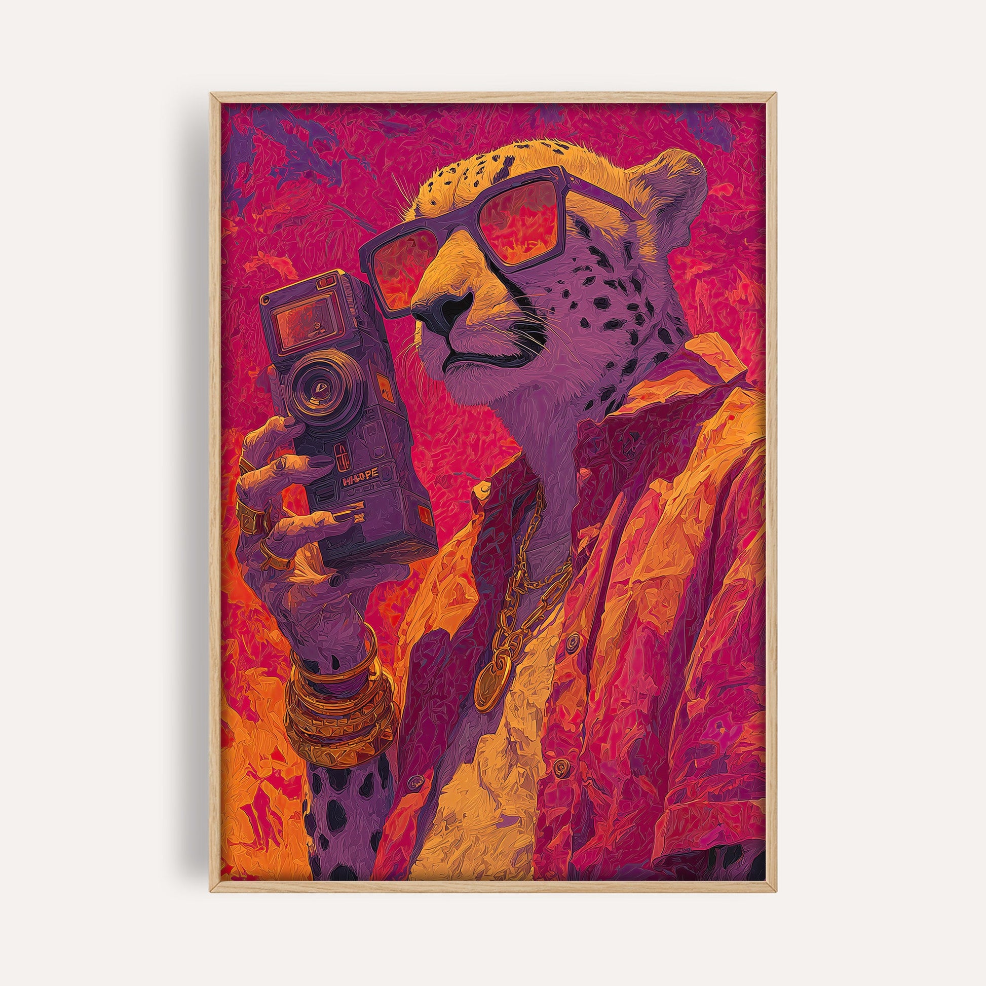 Retro Cheetah animal wall art print front-facing mockup