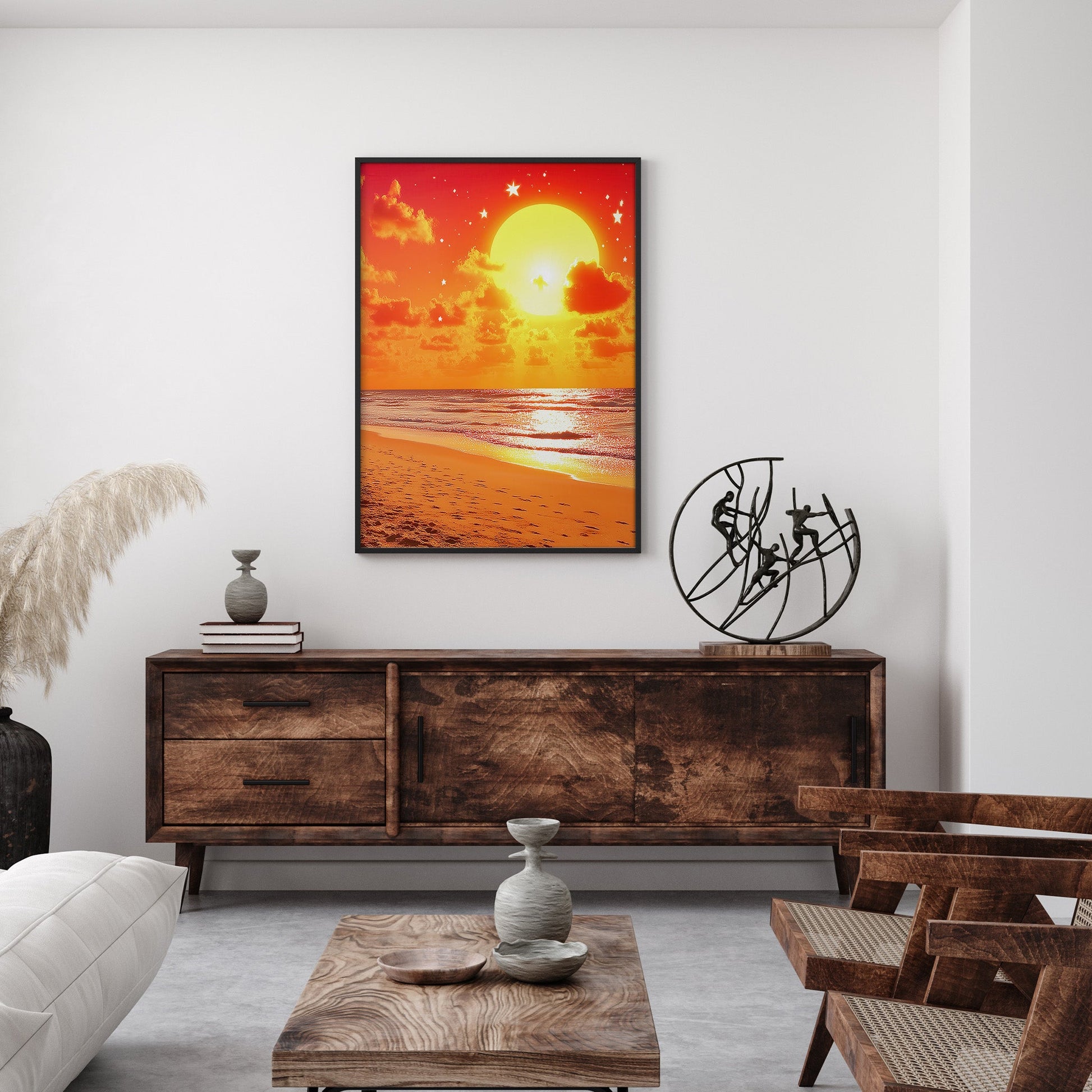 Sunset Beach Glow wall art print interior mockup