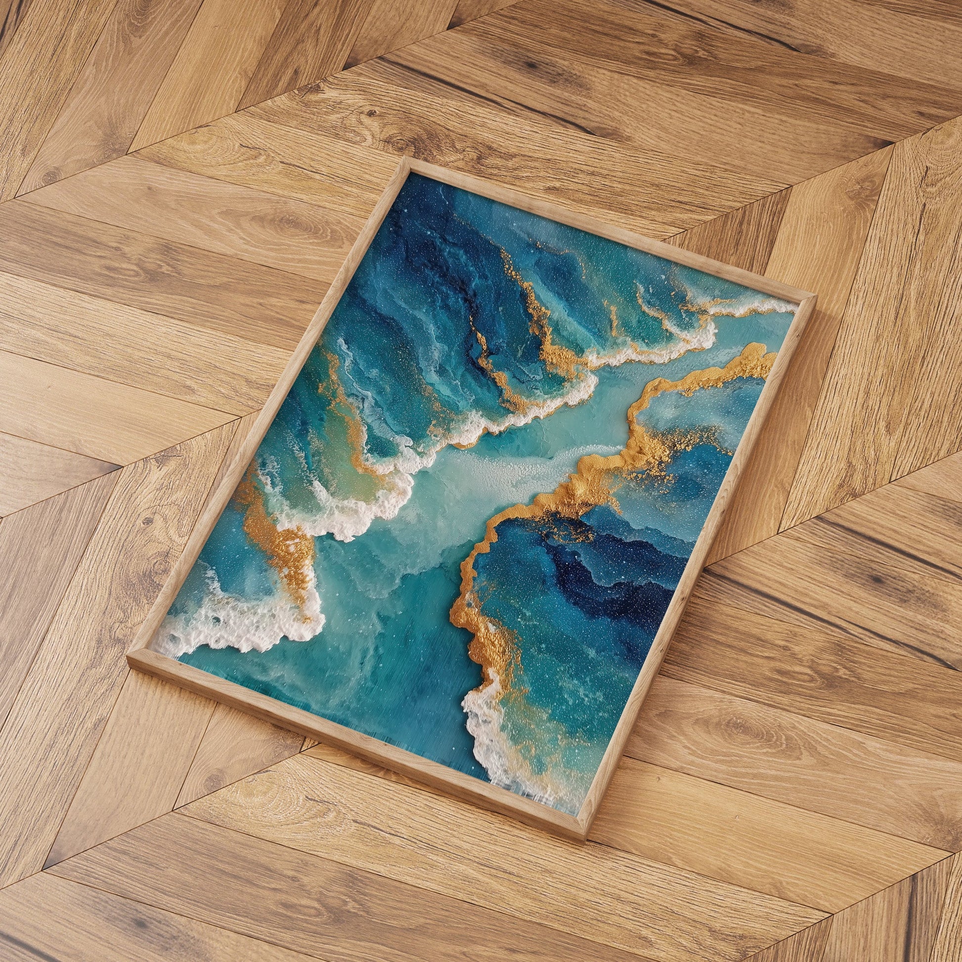 Azure Shoreline coastal seascape wall art print interior mockup