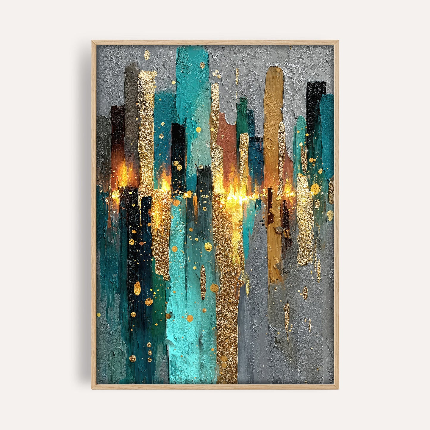 Celestial Gold Cascade wall art print front-facing mockup