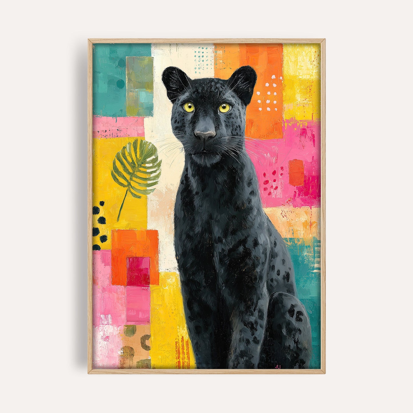 Colour Pop Panther animal wall art print front-facing mockup