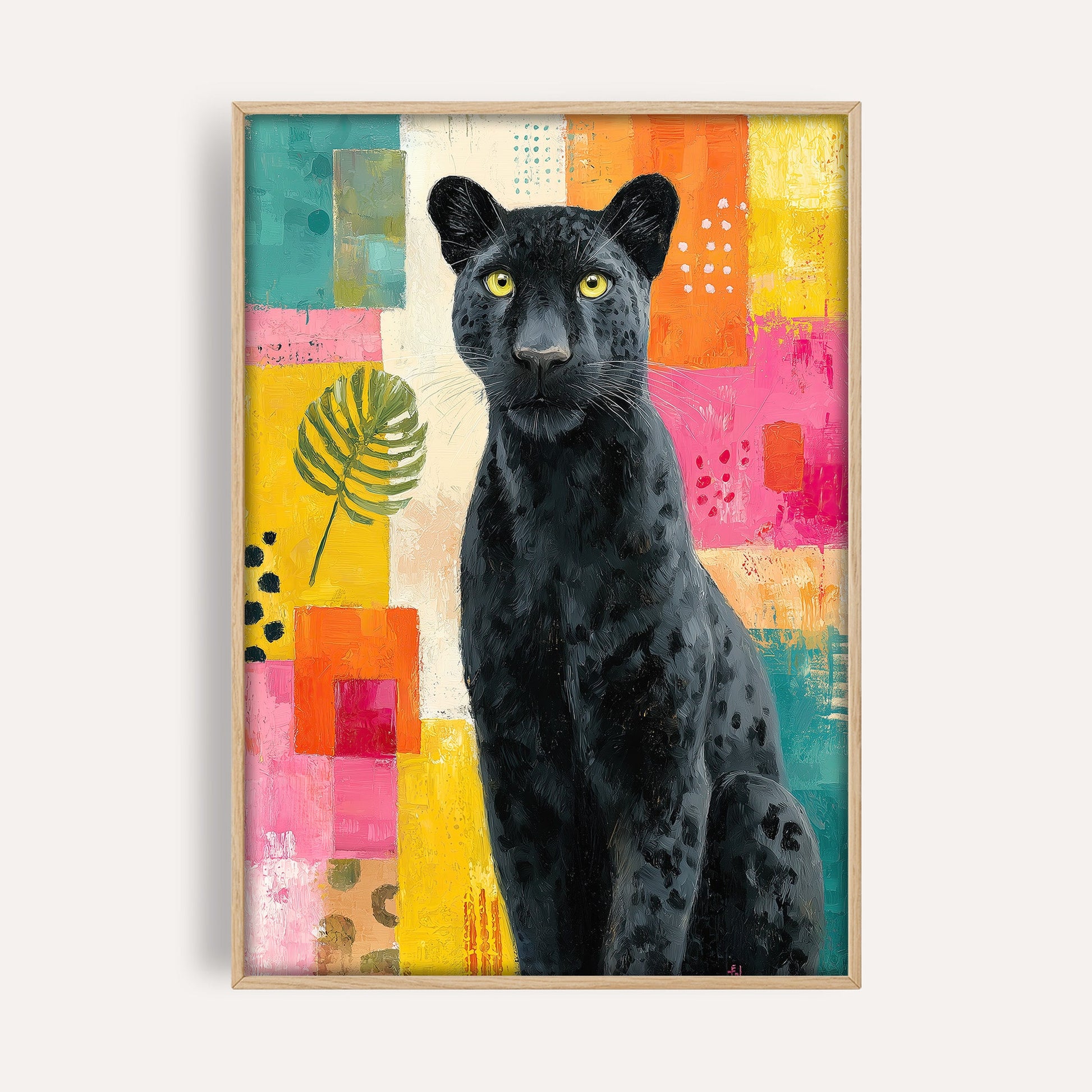 Colour Pop Panther animal wall art print front-facing mockup