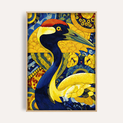 Golden Abstract Swan wall art print front-facing mockup