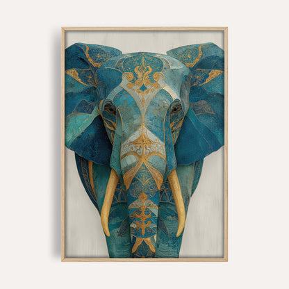 Teal Elephant Majesty wall art print front-facing mockup