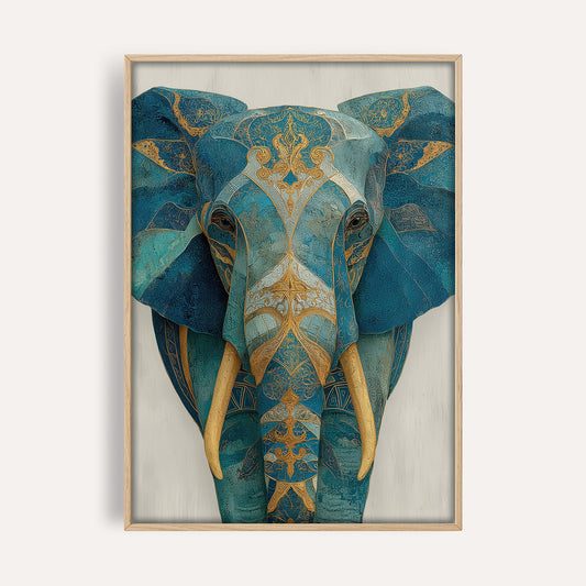 Teal Elephant Majesty wall art print front-facing mockup