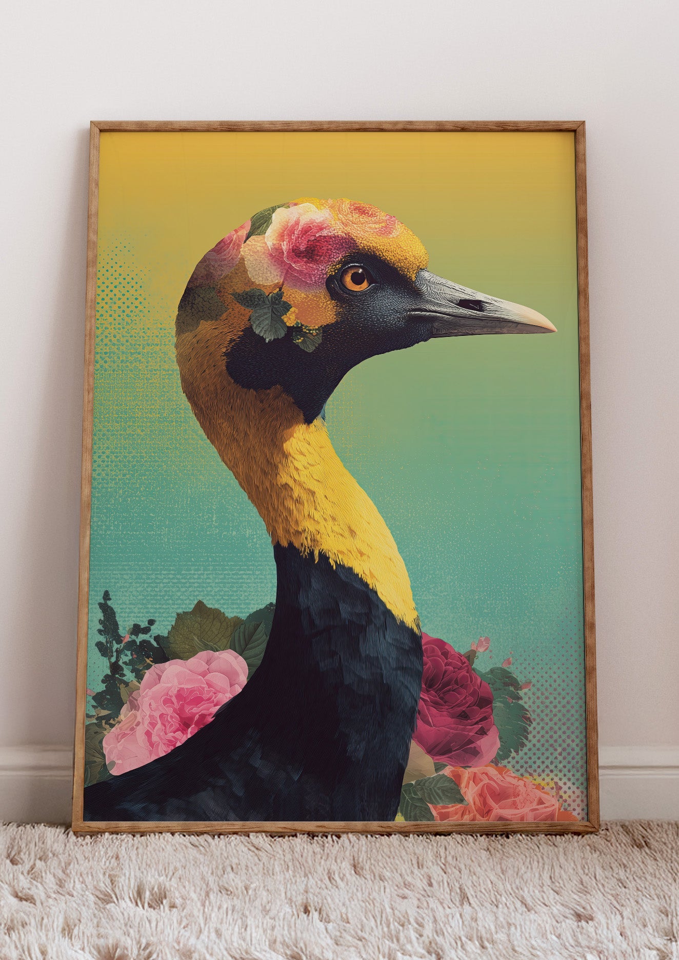 Colourful Duck Portrait wall art print interior mockup