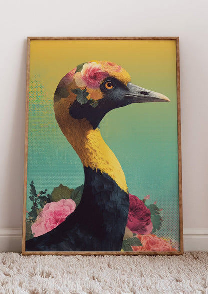 Colourful Duck Portrait wall art print interior mockup