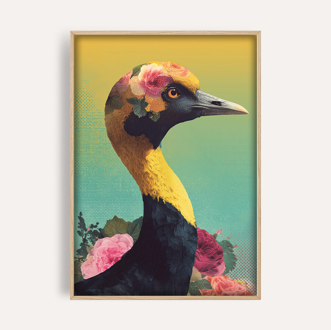 Colourful Duck Portrait wall art print front-facing mockup
