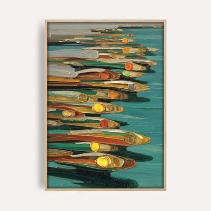 Golden Pencil Flow wall art print front-facing mockup