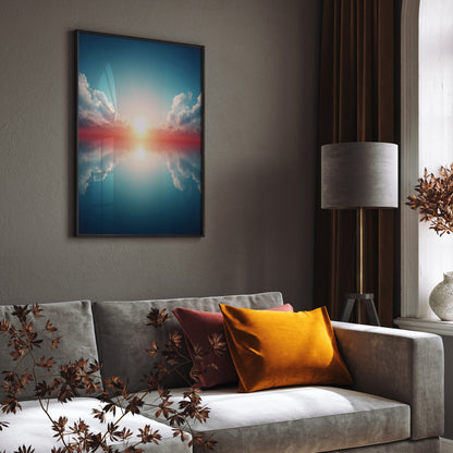 Radiant Ocean Light wall art print interior mockup