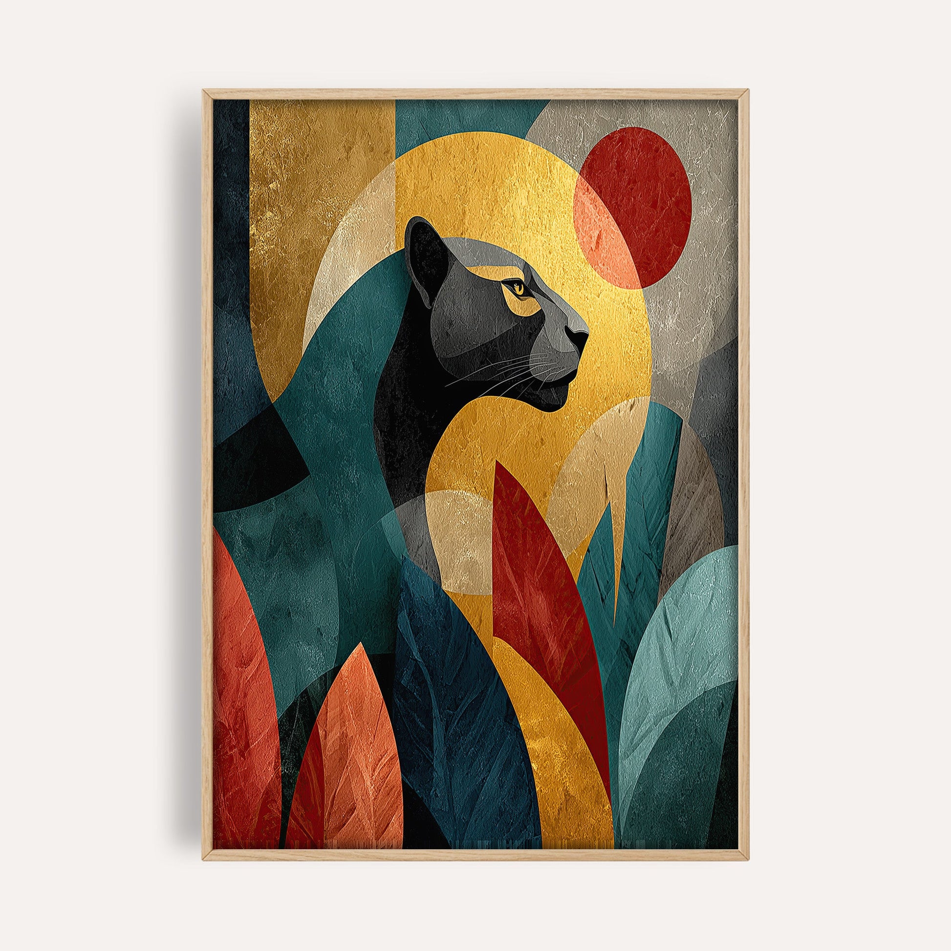 Tropical Shadow Cat animal wall art print front-facing mockup