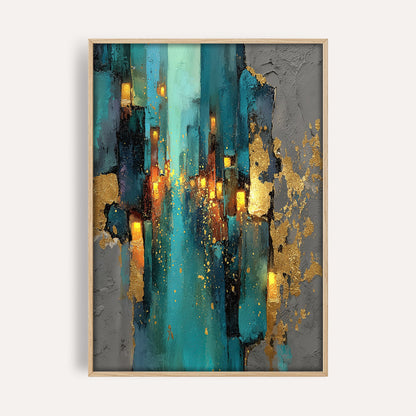 Golden Horizon Abstract wall art print front-facing mockup