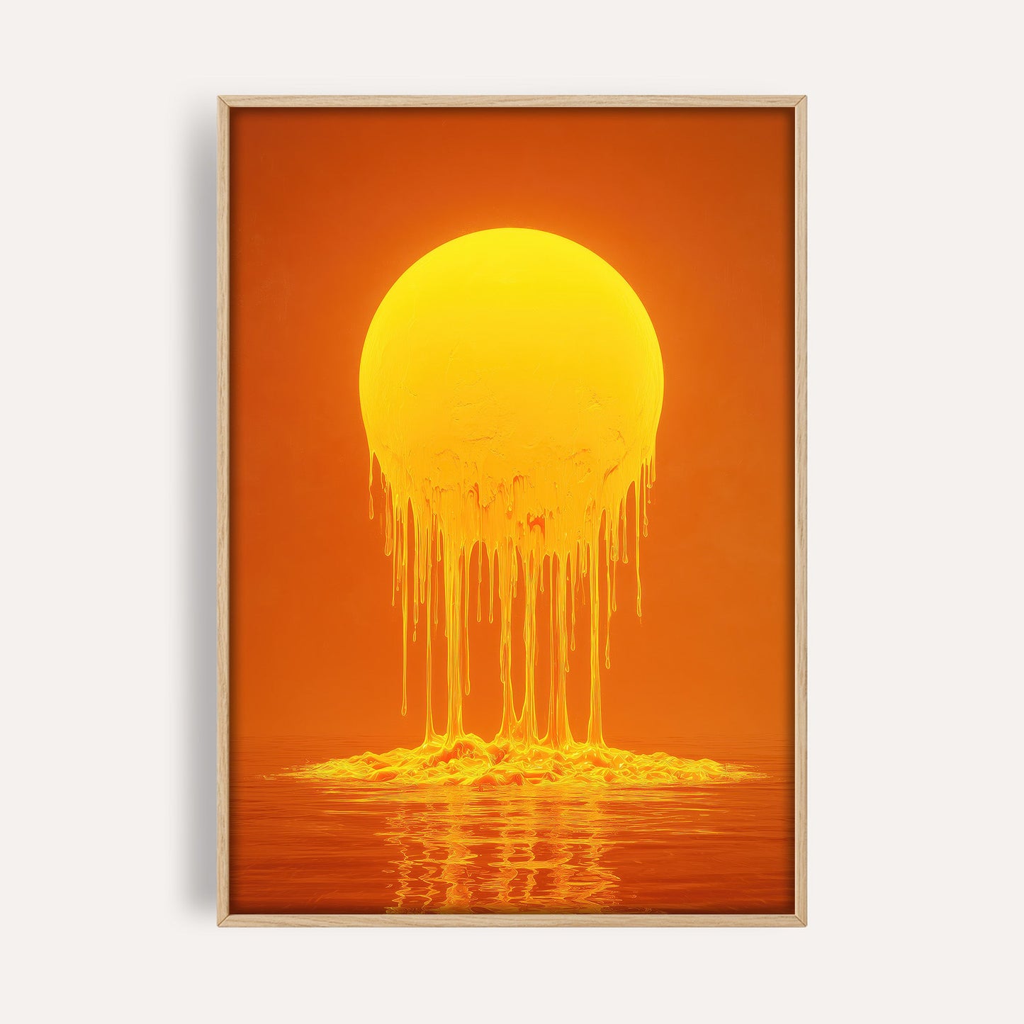 Melting Golden Sun wall art print front-facing mockup