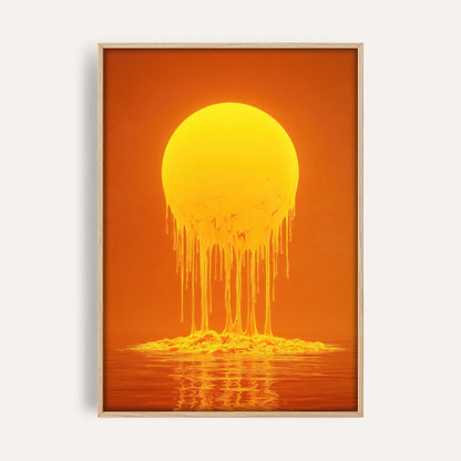 Melting Golden Sun wall art print front-facing mockup