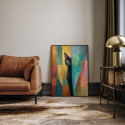 Panther Geometry animal wall art print interior mockup