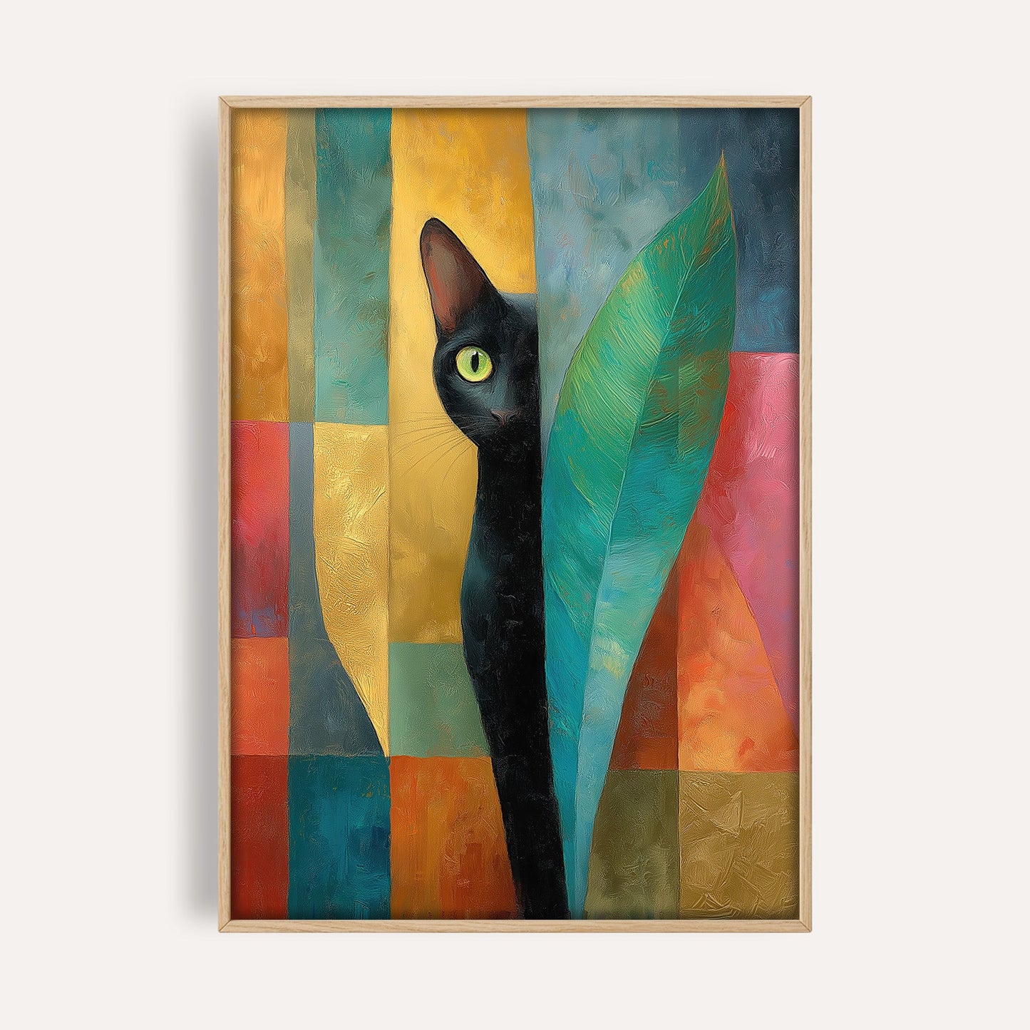 Panther Geometry animal wall art print front-facing mockup