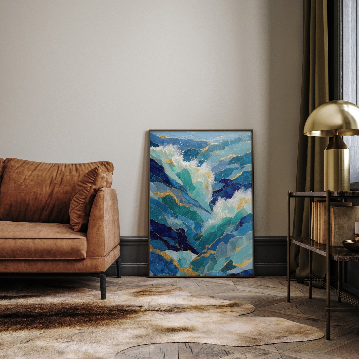 Sapphire Current coastal seascape wall art print interior mockup