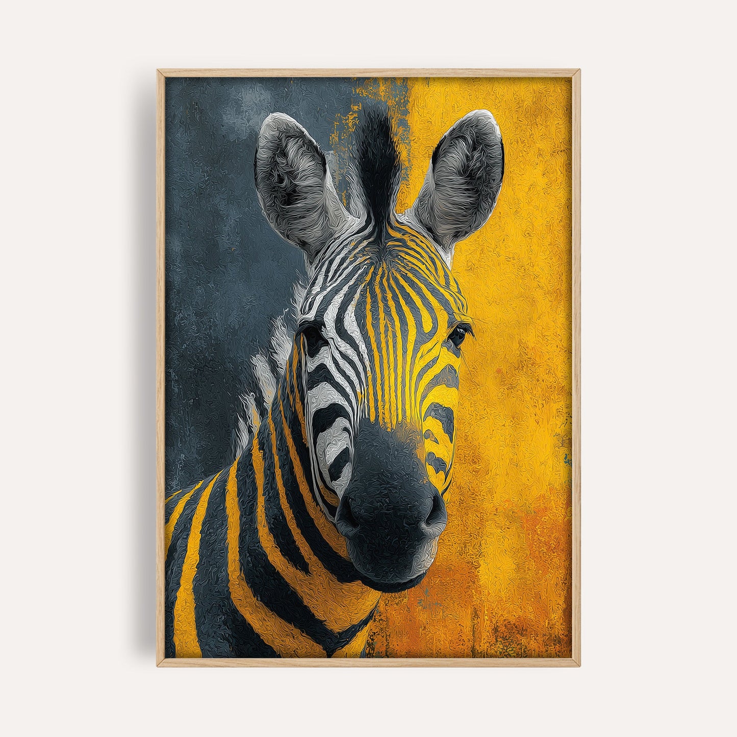 Amber Zebra Gaze wall art print front-facing mockup