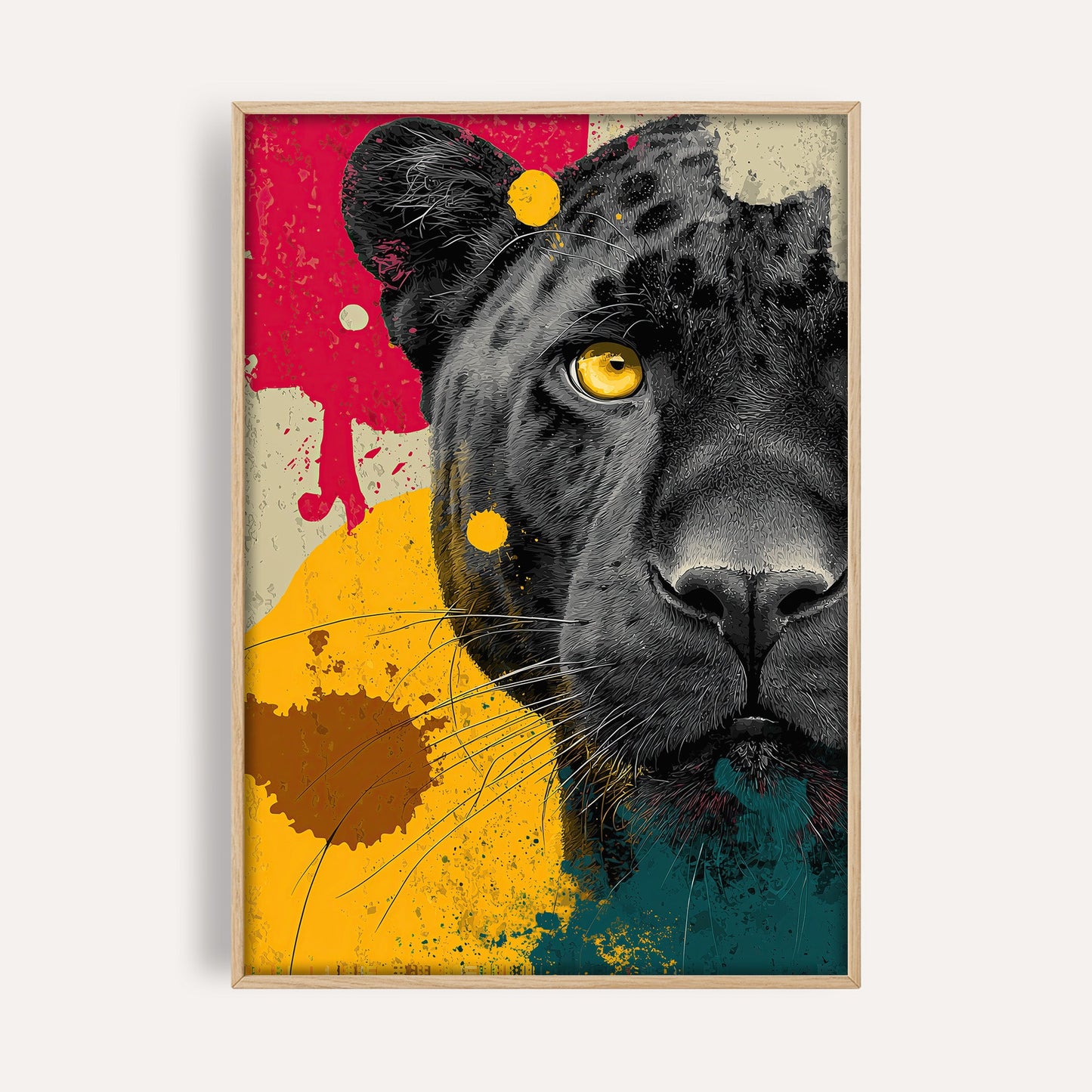Golden Panther Gaze animal wall art print front-facing mockup