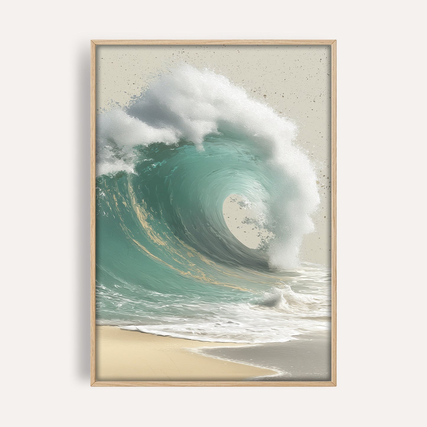 Pale Ocean Bloom coastal seascape wall art print front-facing mockup