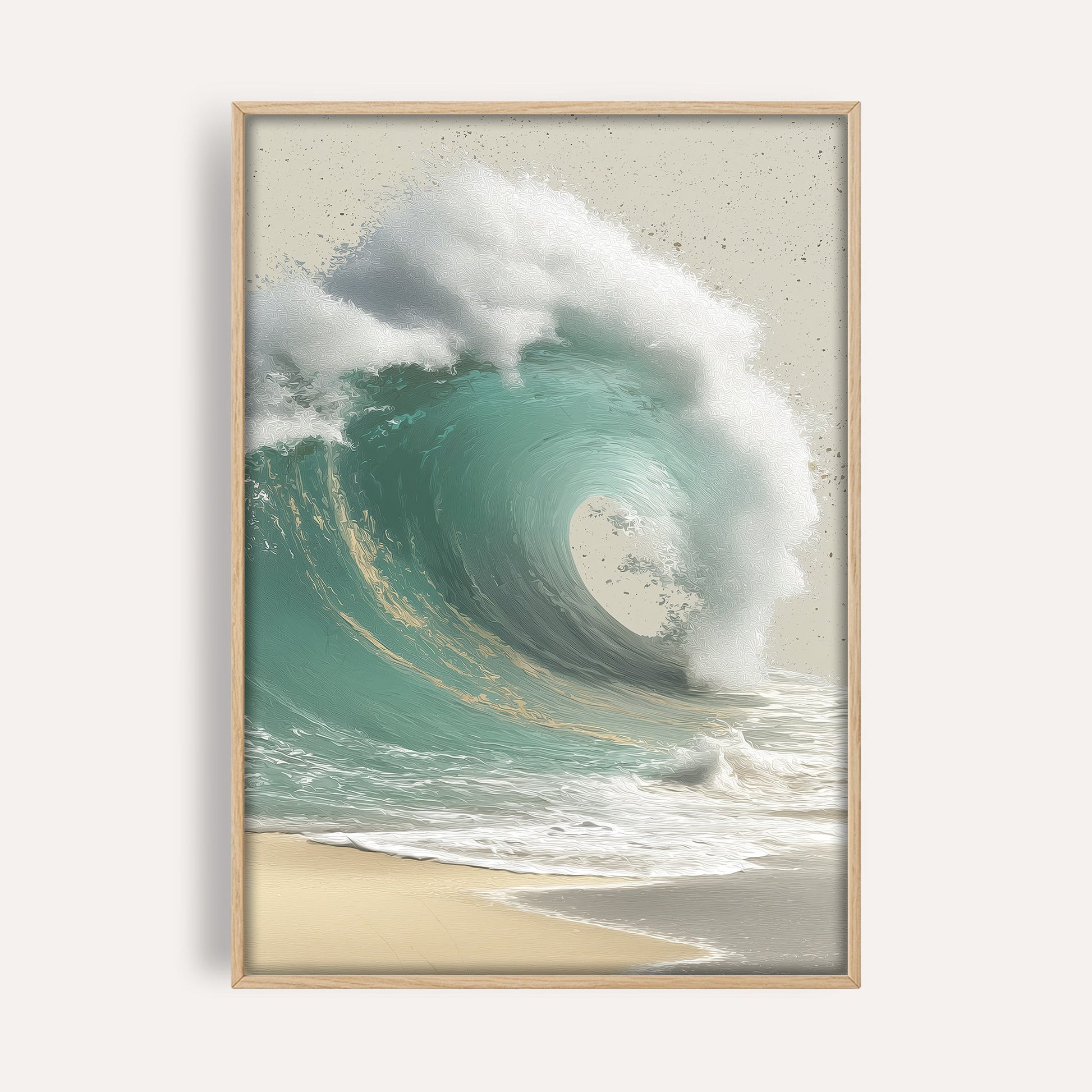 Pale Ocean Bloom coastal seascape wall art print front-facing mockup