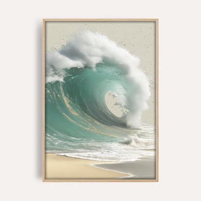 Pale Ocean Bloom coastal seascape wall art print front-facing mockup