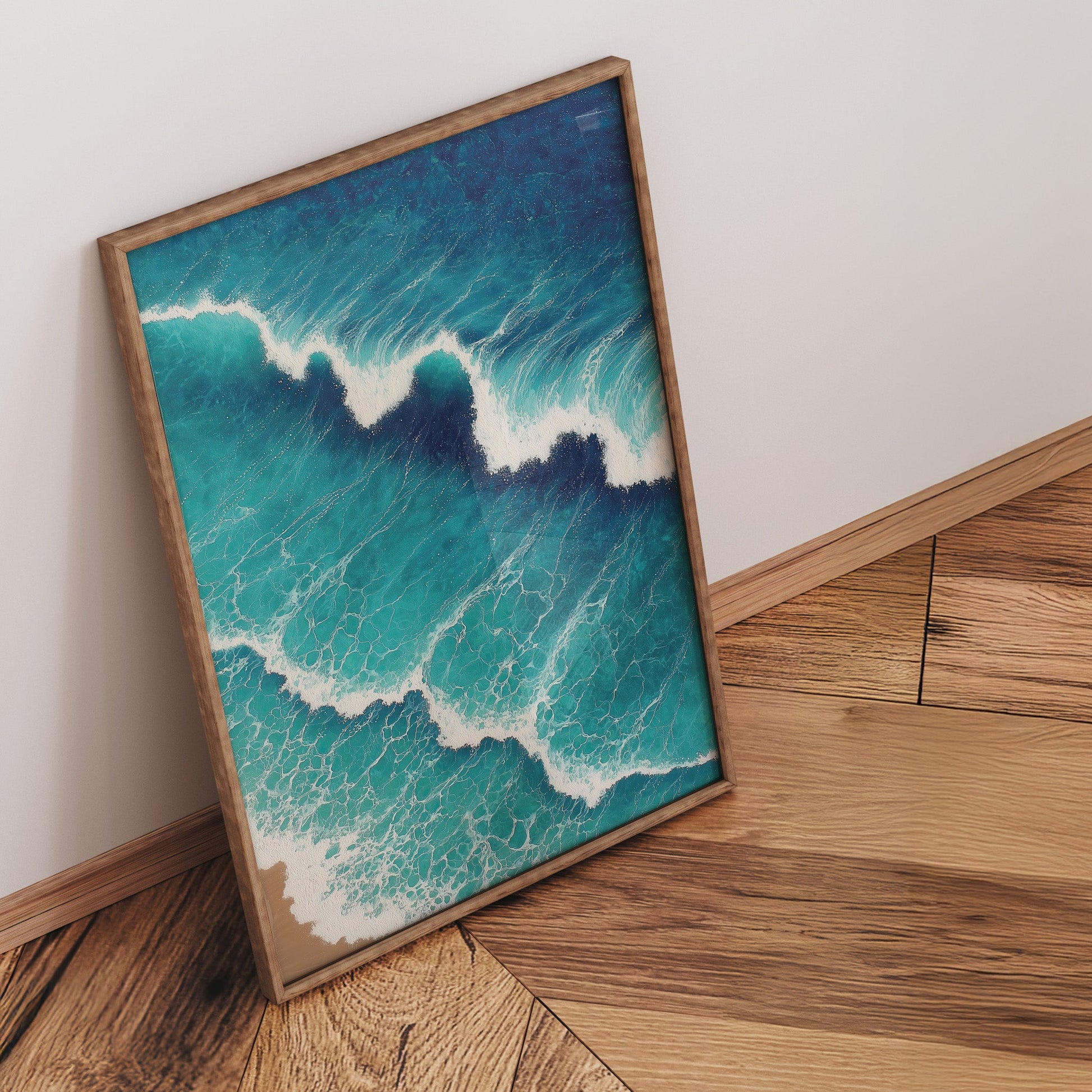 Coastal Foam Symphony wall art print interior mockup