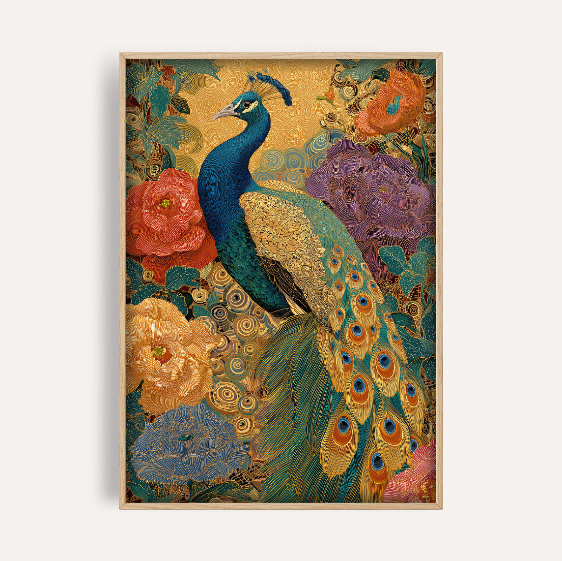 Floral Peacock Portrait wall art print - The Carpenator Lab