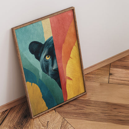 Hidden Panther animal wall art print interior mockup
