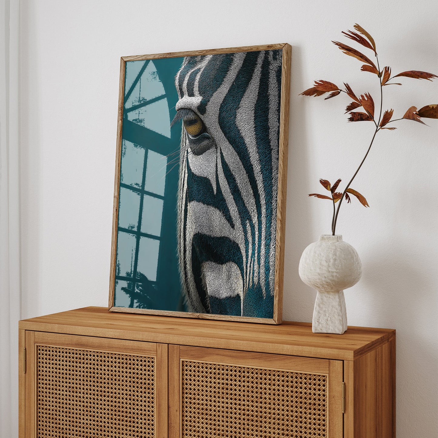 Modern Zebra Stripes wall art print interior mockup