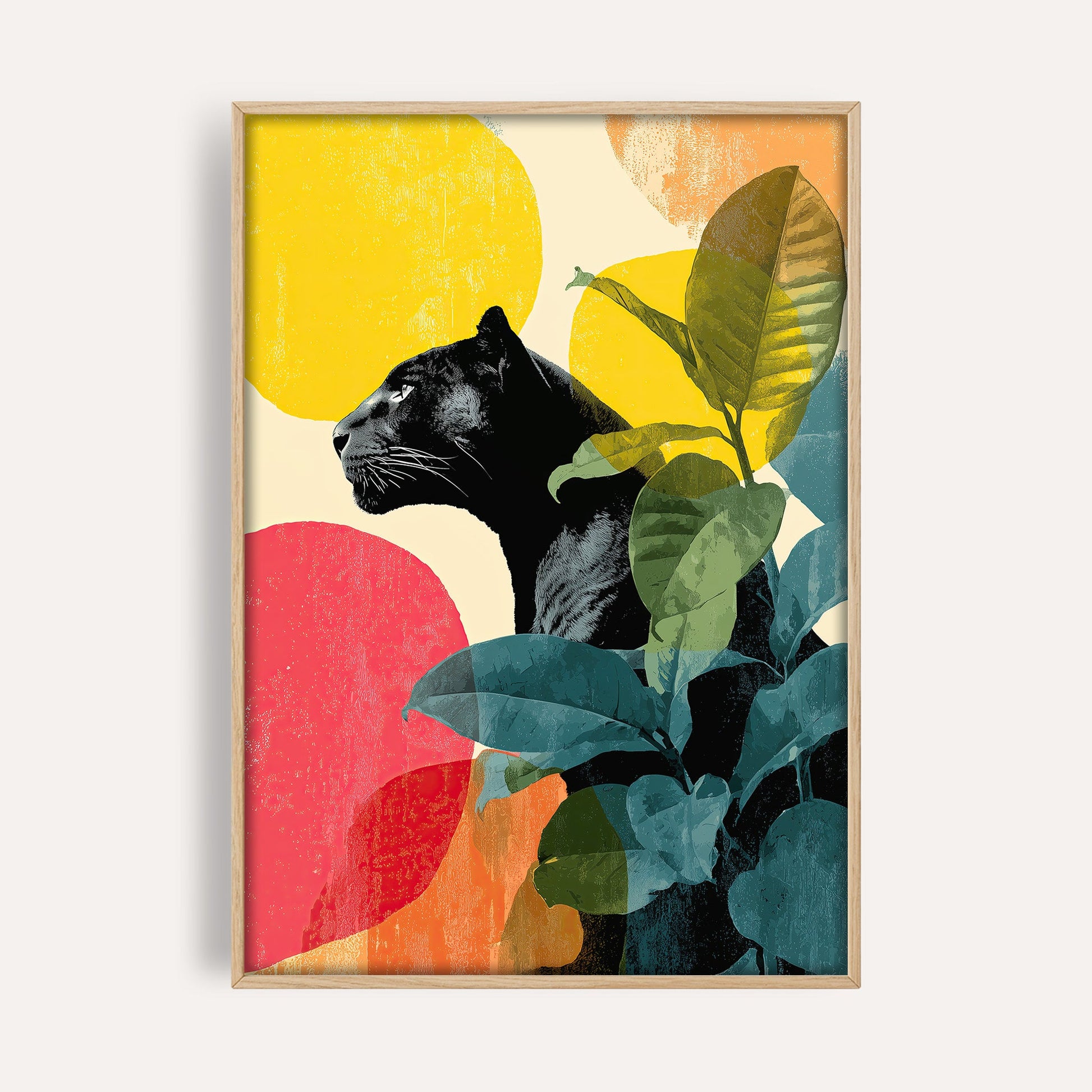 Botanical Panther animal wall art print front-facing mockup
