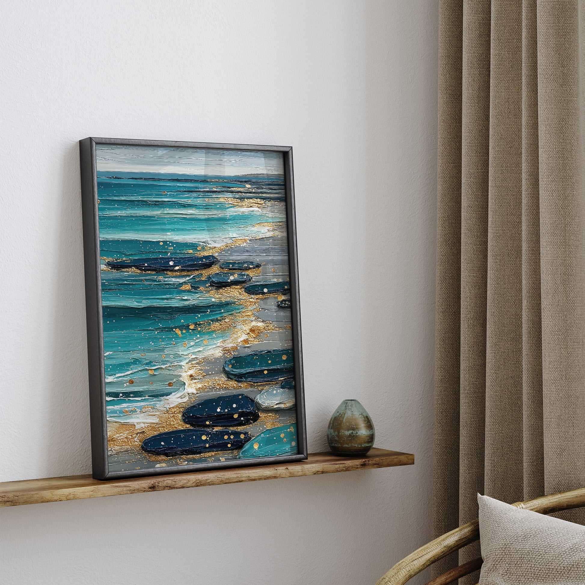 Coastal Stillness coastal seascape wall art print interior mockup
