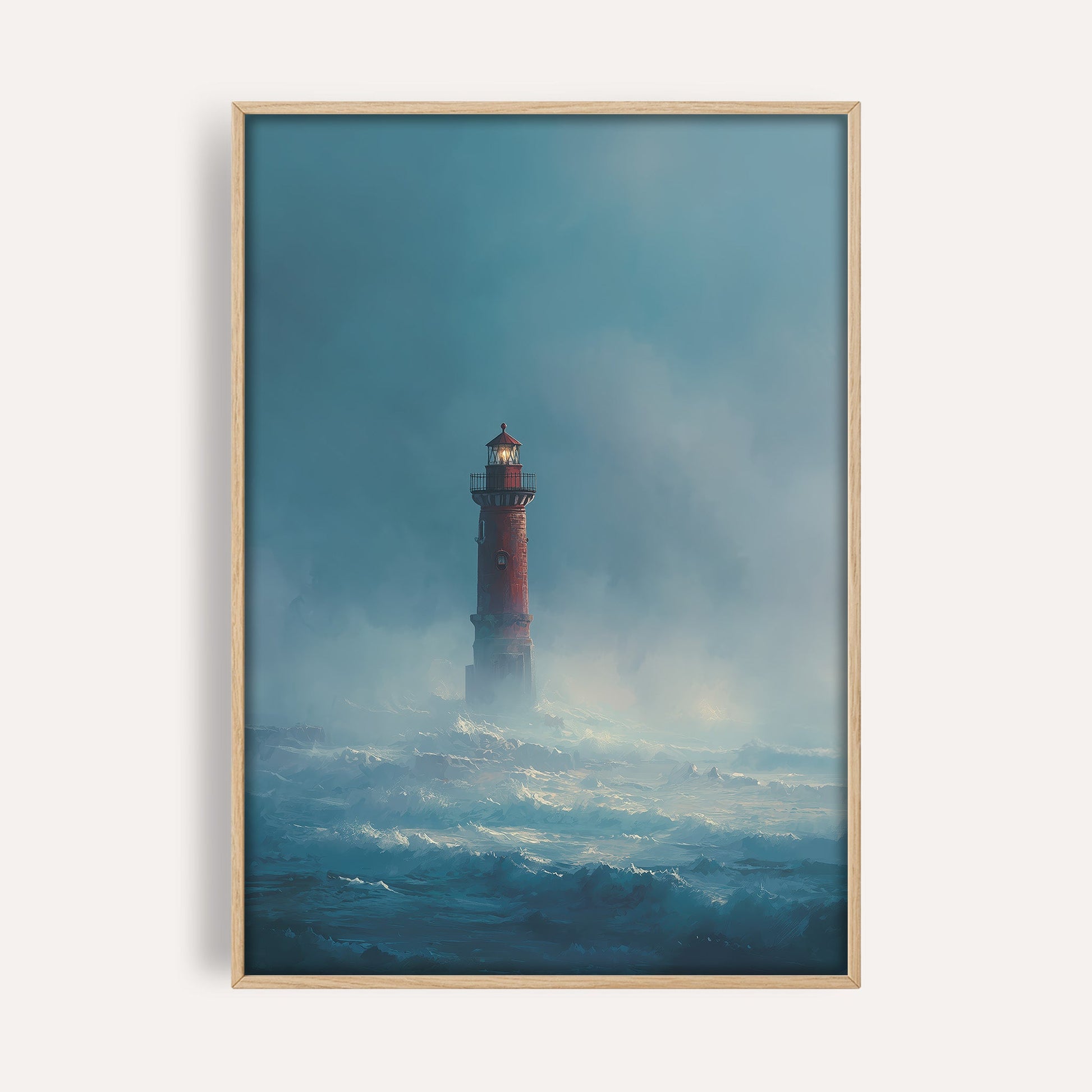 Distant Ocean Lighthouse wall art print front-facing mockup