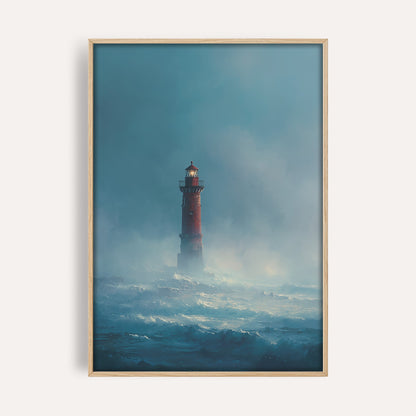 Distant Ocean Lighthouse wall art print front-facing mockup