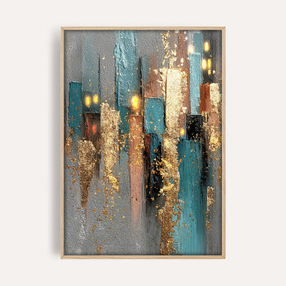 Luminous Gold Reflections wall art print front-facing mockup
