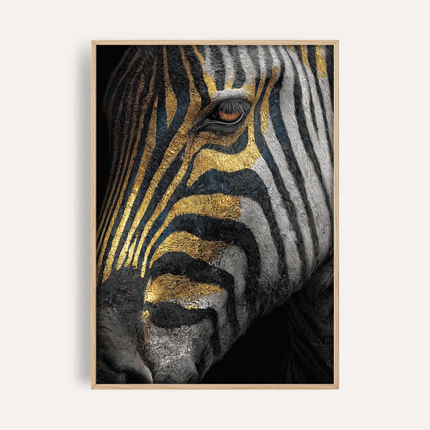 Midnight Zebra Detail wall art print front-facing mockup
