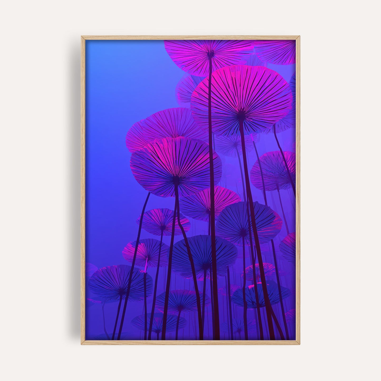 Purple Mushroom Forest wall art print front-facing mockup