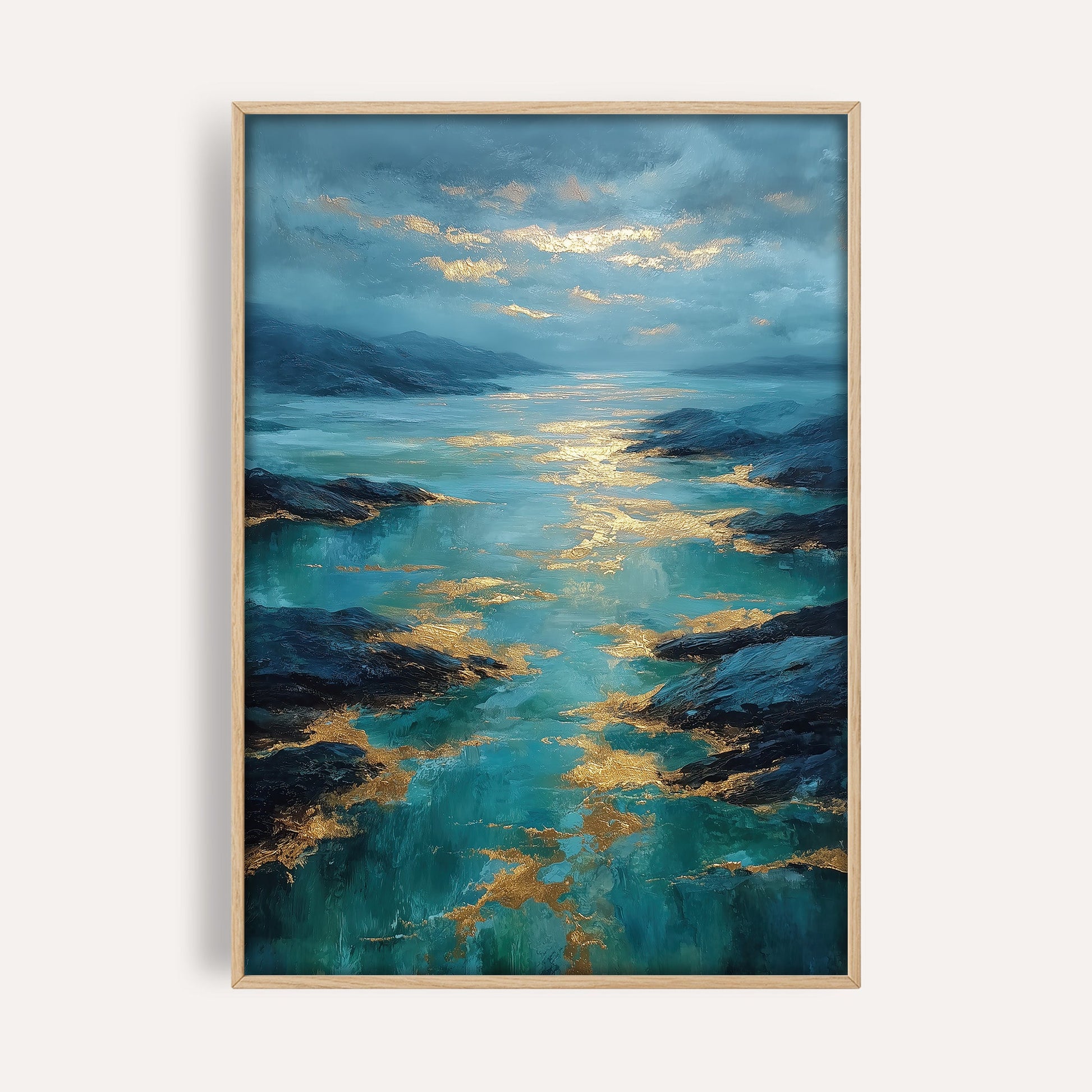 Blue Lagoon Drift coastal seascape wall art print front-facing mockup