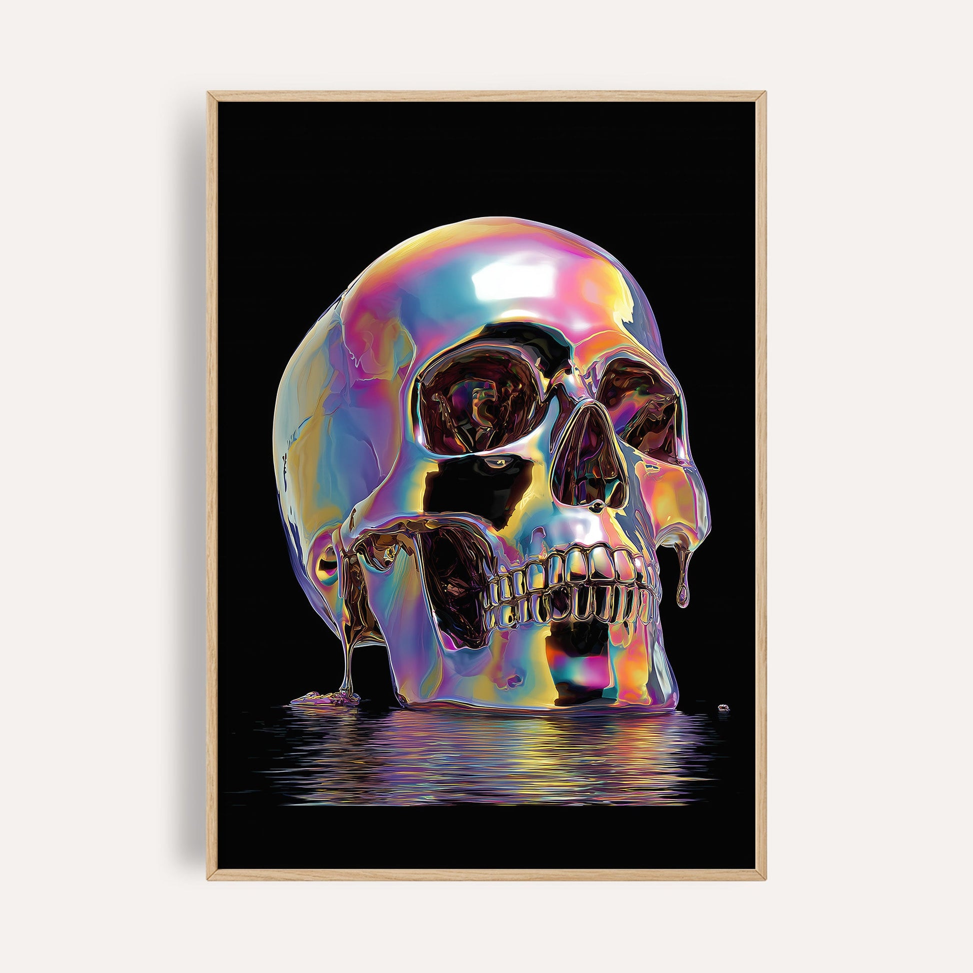 Holographic Skull wall art print front-facing mockup
