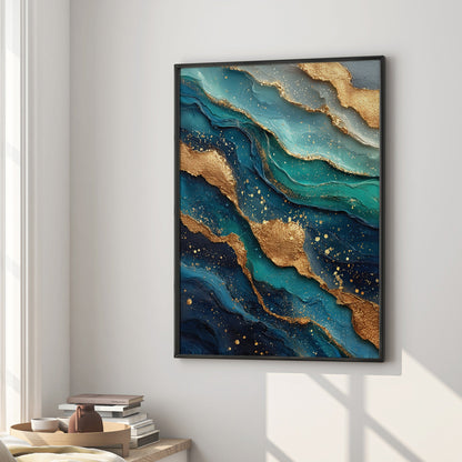 Ocean Agate Flow wall art print interior mockup